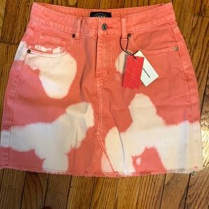 Cider new with tag! Acid wash pink denim mini skirt
